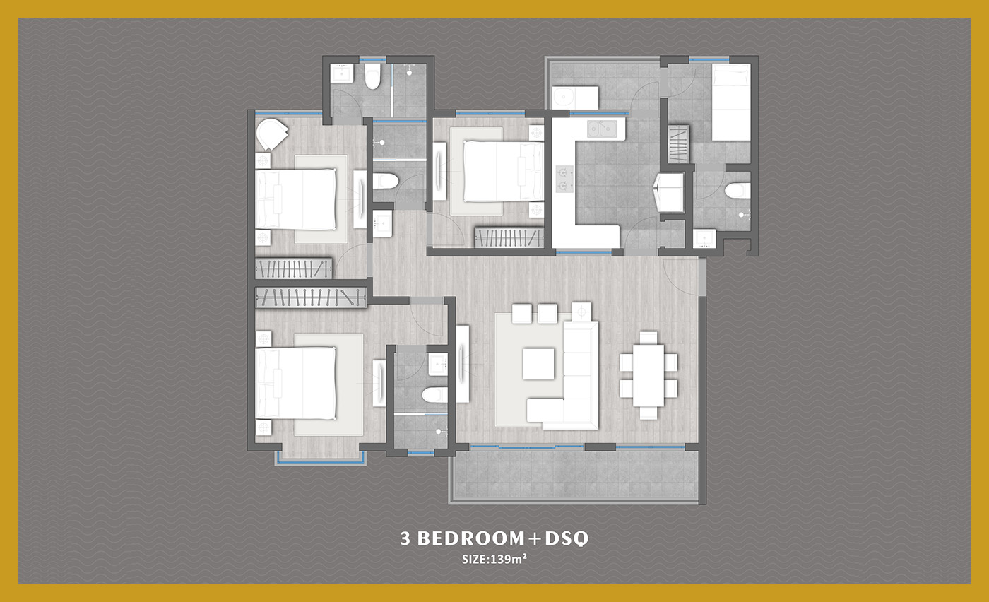 Aries Residence 3 bedroom apartment + dsq